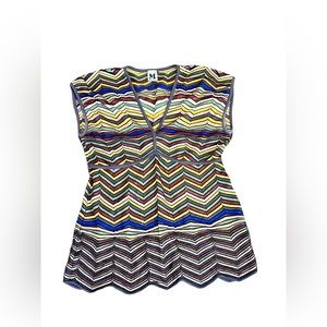 M Missoni v neck knit zig zag top